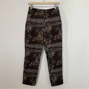 Vanessa Bruno Athe Palm Tropical Trouser Pants 34 US 2 Olive Green Contemporary